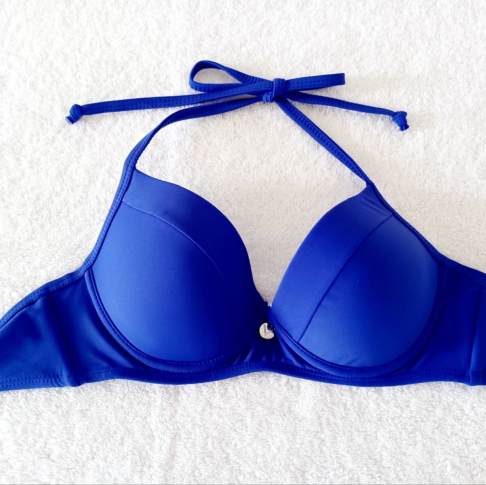 VENUS Royal Blue Halter Bikini Top, Size 32C/34B/36A